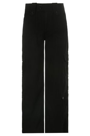 Cool Girl Low Waist Cargo Pants for Women, Edgy Androgynous Multi-Pocket Vintage Wide-Leg Straight Pants, Y2K Heavy-Duty Style