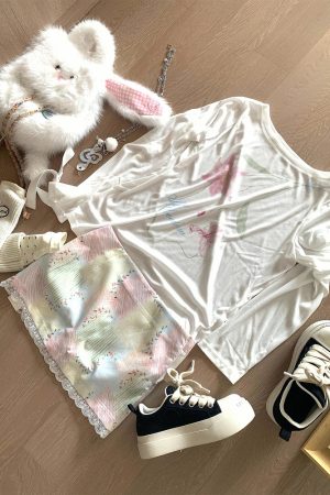 Cool Summer Tencel Printed Loose T-Shirt for Sun Protection - Trendy Mid-Length Top for Spring/Summer Style