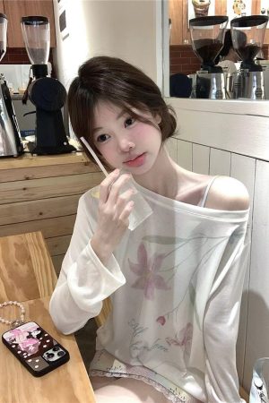 Cool Summer Tencel Printed Loose T-Shirt for Sun Protection - Trendy Mid-Length Top for Spring/Summer Style