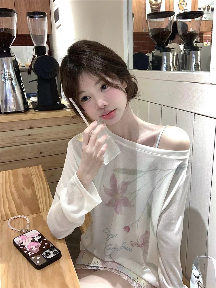 Cool Summer Tencel Printed Loose T-Shirt for Sun Protection - Trendy Mid-Length Top for Spring/Summer Style Cool Summer Tencel Printed Loose T-Shirt for Sun Protection - Trendy Mid-Length Top for Spring/Summer Style