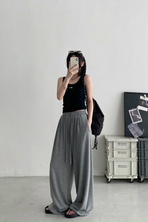 Crispy Soft Wide-Leg Pants for Spring & Autumn - Casual Loose Draped Design, Perfect for Lazy Days and Effortless Style