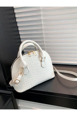 Crocodile Pattern Crossbody Shoulder Bag for Women, Vintage Shell Design, 2025 Summer Fashion Handheld Purse