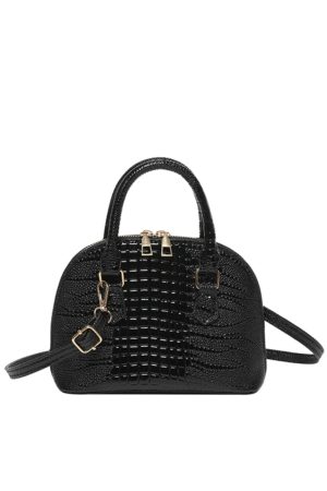 Crocodile Pattern Crossbody Shoulder Bag for Women, Vintage Shell Design, 2025 Summer Fashion Handheld Purse