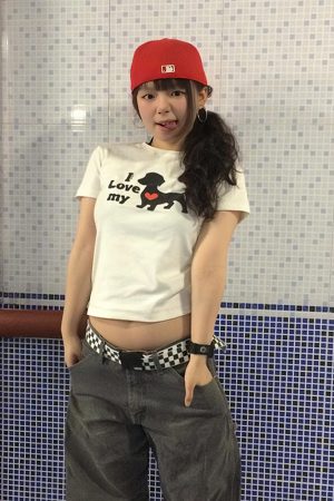 Cropped American-Style Short Sleeve T-Shirt for Women with Cartoon Dog Print, Round Neck, Slim Fit, Flattering Summer Top