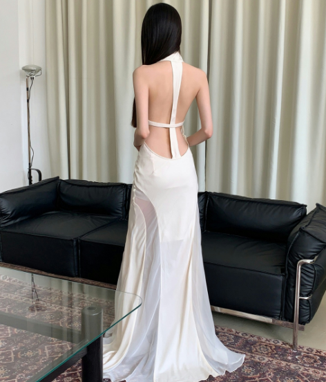 Cross-Back Sleeveless Dress - High-End Seaside Goddess Look for Vacation, Elegant Design with Coastal Vibes Cross-Back Sleeveless Dress - High-End Seaside Goddess Look for Vacation, Elegant Design with Coastal Vibes