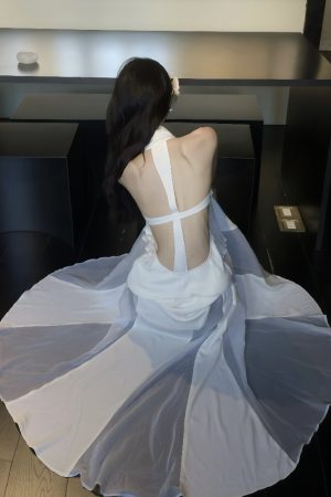 Cross-Back Sleeveless Dress - High-End Seaside Goddess Look for Vacation, Elegant Design with Coastal Vibes