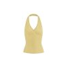 Cross V-Neck Knitted Ribbed Halter Top - Trendy Y2K Style Crop Top for Chic Outfits