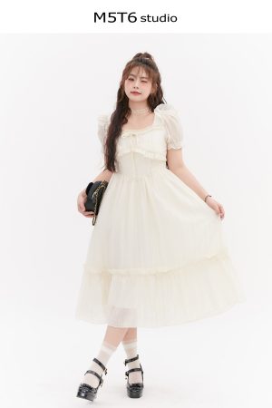 Curvy Love Story French Fairy Dress for Girls - Slimming Fit, Sweet Style, 90s Inspired Fashion