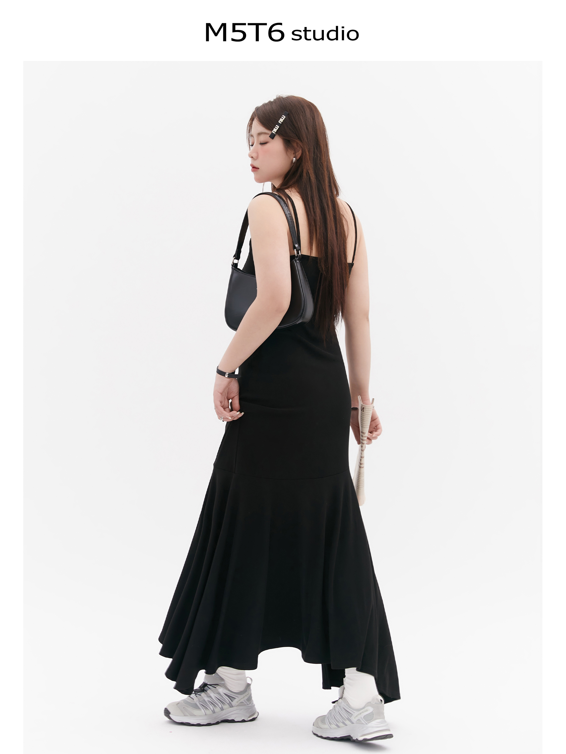 Curvy Mermaid Sister Flirty Irregular Split Fish Tail Dress with Slimming Spaghetti Straps - Trendy Y2K Style for Effortless Elegance Curvy Mermaid Sister Flirty Irregular Split Fish Tail Dress with Slimming Spaghetti Straps - Trendy Y2K Style for Effortless Elegance