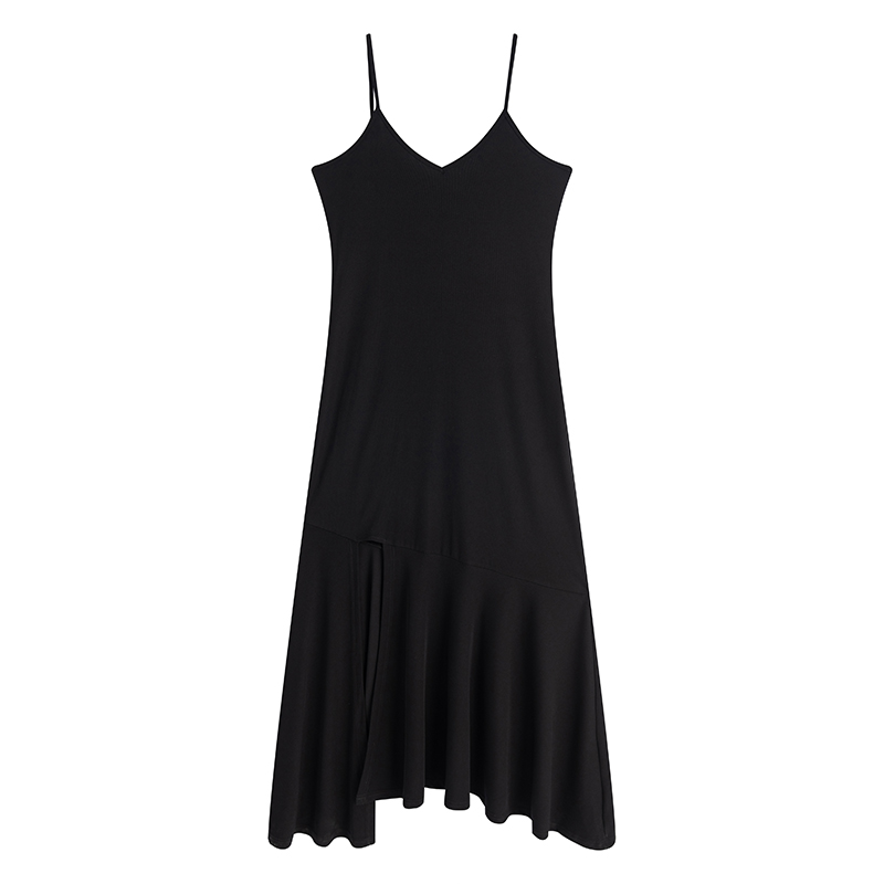 Curvy Mermaid Sister Flirty Irregular Split Fish Tail Dress with Slimming Spaghetti Straps - Trendy Y2K Style for Effortless Elegance Curvy Mermaid Sister Flirty Irregular Split Fish Tail Dress with Slimming Spaghetti Straps - Trendy Y2K Style for Effortless Elegance