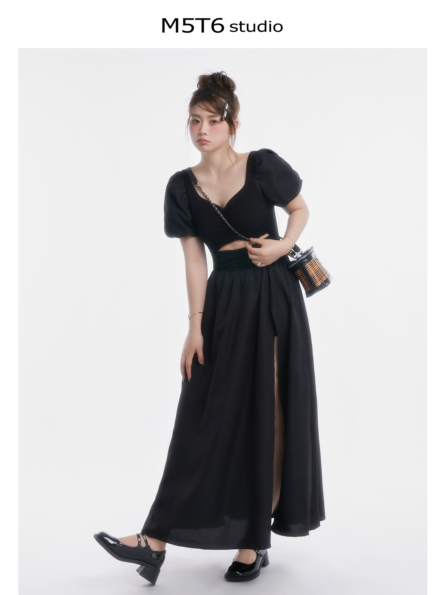 Curvy Minimalist Hepburn Style Split Dress - Elegant Long Skirt in Colors for 90s and Y2K Fashion Lovers Curvy Minimalist Hepburn Style Split Dress - Elegant Long Skirt in Colors for 90s and Y2K Fashion Lovers