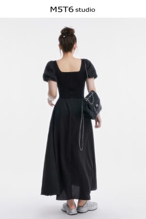 Curvy Minimalist Hepburn Style Split Dress - Elegant Long Skirt in Colors for 90s and Y2K Fashion Lovers