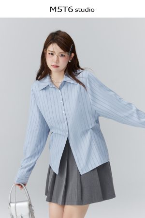 Curvy Ouni Casual Loose Slimming Shoulder Shirt in Sweet Lazy Style - Ideal for 90s and Y2K Fashion Lovers