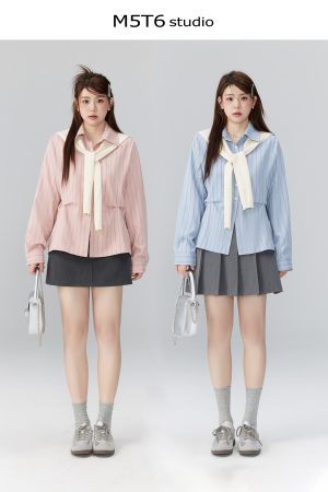 Curvy Ouni Casual Loose Slimming Shoulder Shirt in Sweet Lazy Style - Ideal for 90s and Y2K Fashion Lovers