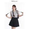 Curvy Tear Manga Girl High Polo Short Knit Top and High-Waisted Skirt Set - Y2K Style Fashion Ensemble