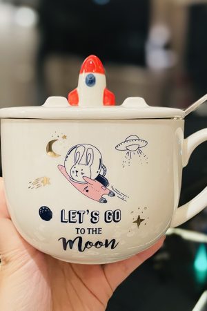 Cute Birthday Pig Ceramic Mug with Lid and Spoon - Adorable Heart Design, Creative Gift for Couples and Girls, Perfect Coffee Water Cup