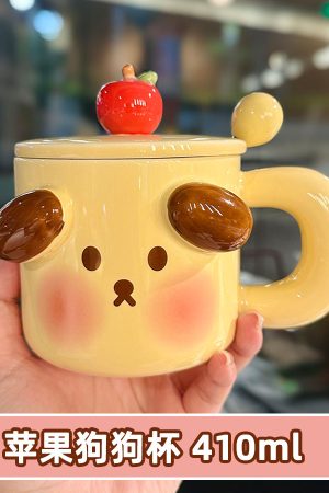 Cute Birthday Pig Ceramic Mug with Lid and Spoon - Adorable Heart Design, Creative Gift for Couples and Girls, Perfect Coffee Water Cup