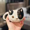 Cute Cartoon Ceramic Water Cup - Adorable Girl Heart Cat Mug for Home, Breakfast, Oatmeal - Soft and Healing Design