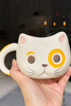 Cute Cartoon Ceramic Water Cup - Adorable Girl Heart Cat Mug for Home, Breakfast, Oatmeal - Soft and Healing Design