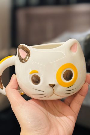 Cute Cartoon Ceramic Water Cup - Adorable Girl Heart Cat Mug for Home, Breakfast, Oatmeal - Soft and Healing Design