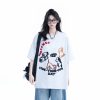 Cute Cartoon Dog Embroidered Short-Sleeve T-Shirt for Women - Summer Loose Pure Cotton Tee, Trendy 90s Style