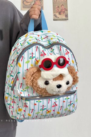 Cute Cartoon Duffy Bear Backpack - Soft Large Capacity School Bag for Girls - Trendy 2024 Style