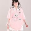 Cute Cartoon Puppy Polo Collar Short-Sleeve T-Shirt for Girls - Summer Casual Loose Fit Top, Adorable Y2K Style