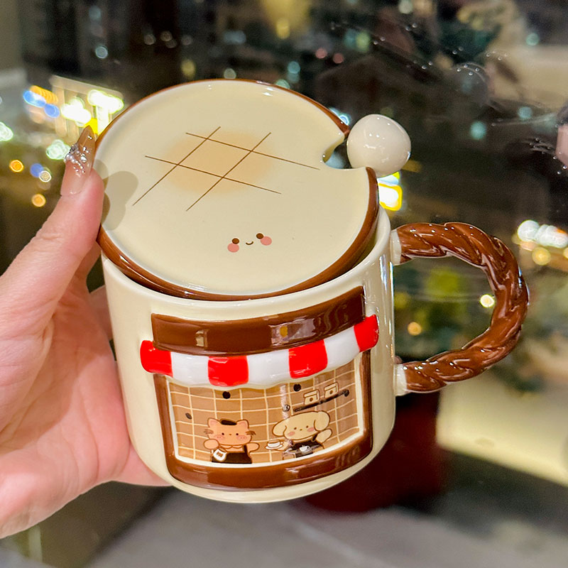 Cute Cat Ceramic Mug with Lid - Adorable Coffee Cup for Girls, Office Use, Perfect Birthday Gift, Trendy 2025 Design Cute Cat Ceramic Mug with Lid - Adorable Coffee Cup for Girls, Office Use, Perfect Birthday Gift, Trendy 2025 Design