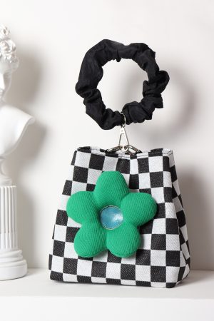 Cute Checkered Bucket Bag - Soft Floral Tote Crossbody for Spring/Summer - Large Capacity Niche Fashion Accessory