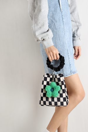 Cute Checkered Bucket Bag - Soft Floral Tote Crossbody for Spring/Summer - Large Capacity Niche Fashion Accessory