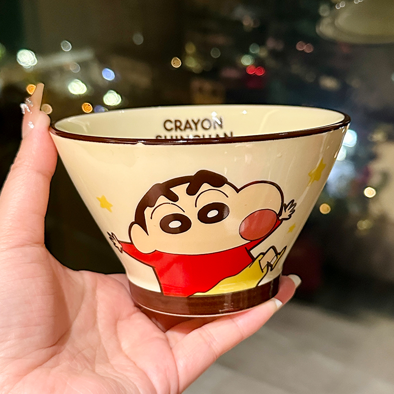 Cute Conical Hat Ceramic Rice Bowl for Kids - 2025 New Model, Adorable Crayon Shin-chan Design, Perfect Noodle Bowl for Children Cute Conical Hat Ceramic Rice Bowl for Kids - 2025 New Model, Adorable Crayon Shin-chan Design, Perfect Noodle Bowl for Children
