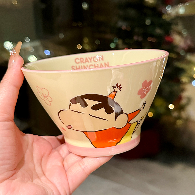 Cute Conical Hat Ceramic Rice Bowl for Kids - 2025 New Model, Adorable Crayon Shin-chan Design, Perfect Noodle Bowl for Children Cute Conical Hat Ceramic Rice Bowl for Kids - 2025 New Model, Adorable Crayon Shin-chan Design, Perfect Noodle Bowl for Children