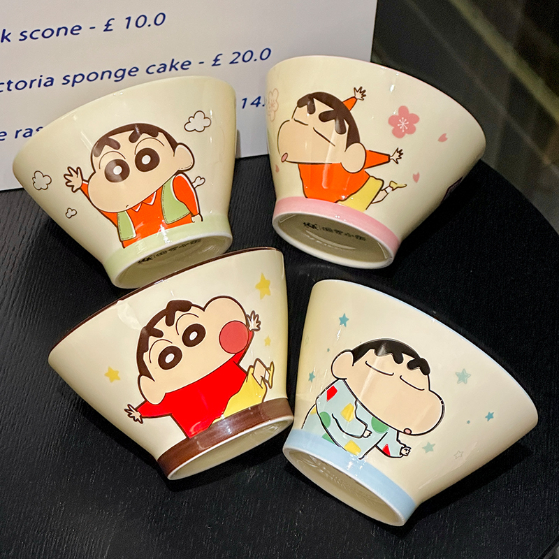 Cute Conical Hat Ceramic Rice Bowl for Kids - 2025 New Model, Adorable Crayon Shin-chan Design, Perfect Noodle Bowl for Children Cute Conical Hat Ceramic Rice Bowl for Kids - 2025 New Model, Adorable Crayon Shin-chan Design, Perfect Noodle Bowl for Children