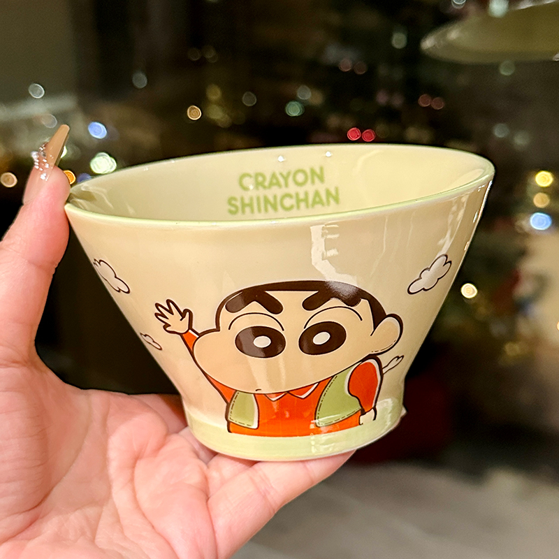 Cute Conical Hat Ceramic Rice Bowl for Kids - 2025 New Model, Adorable Crayon Shin-chan Design, Perfect Noodle Bowl for Children Cute Conical Hat Ceramic Rice Bowl for Kids - 2025 New Model, Adorable Crayon Shin-chan Design, Perfect Noodle Bowl for Children