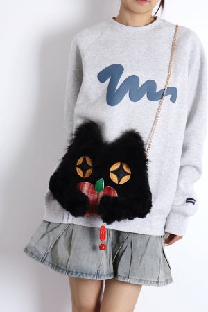 Cute Crossbody Bag with Hugging Cat Design, Adorable New Year Gift, Trendy Korean Style Accessory for Cat Lovers