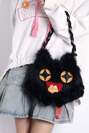 Cute Crossbody Bag with Hugging Cat Design, Adorable New Year Gift, Trendy Korean Style Accessory for Cat Lovers