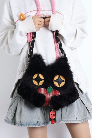 Cute Crossbody Bag with Hugging Cat Design, Adorable New Year Gift, Trendy Korean Style Accessory for Cat Lovers