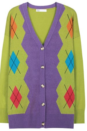 Cute Everyday Outfits, Outfit Inspo Casual 1960s Groovy Colors Argyle Cardigan