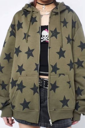 Cute Everyday Outfits, Outfit Inspo Casual 2000s Aesthetic Star Print Hoodie