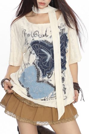 Cute Everyday Outfits, Outfit Inspo Casual 2007 Aesthetic Butterfly Patch Tee