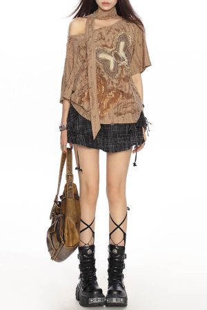 Cute Everyday Outfits, Outfit Inspo Casual 2007 Aesthetic Butterfly Patch Tee