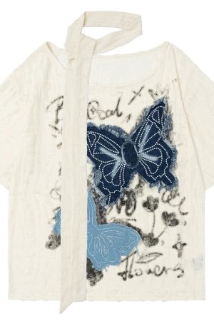 Cute Everyday Outfits, Outfit Inspo Casual 2007 Aesthetic Butterfly Patch Tee