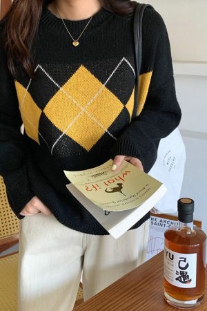 Cute Everyday Outfits, Outfit Inspo Casual 80's Grandma Argyle Sweater