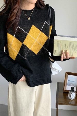 Cute Everyday Outfits, Outfit Inspo Casual 80's Grandma Argyle Sweater