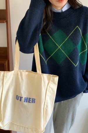 Cute Everyday Outfits, Outfit Inspo Casual 80's Grandma Argyle Sweater