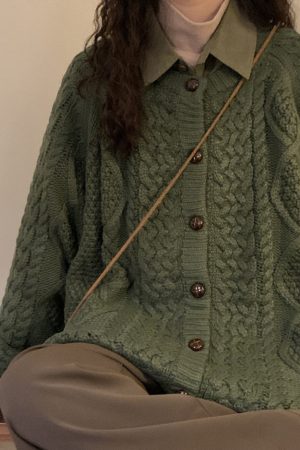 Cute Everyday Outfits, Outfit Inspo Casual 80's Grandma Collar Cardigan