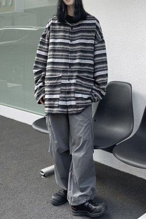 Cute Everyday Outfits, Outfit Inspo Casual 80's Grandma Striped Cardigan Sweater