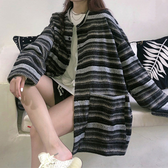 Cute Everyday Outfits, Outfit Inspo Casual 80's Grandma Striped Cardigan Sweater Cute Everyday Outfits, Outfit Inspo Casual 80's Grandma Striped Cardigan Sweater