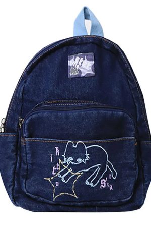 Cute Everyday Outfits, Outfit Inspo Casual 90's Aesthetic Denim Backpack