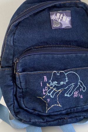 Cute Everyday Outfits, Outfit Inspo Casual 90's Aesthetic Denim Backpack